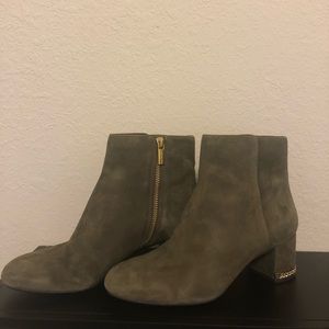 Michael Kors Sabrina Olive Suede Ankle Booties